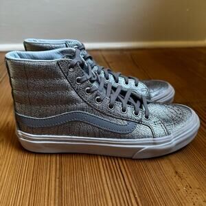 Vans silver high top lace up sneakers SIZE 5.5